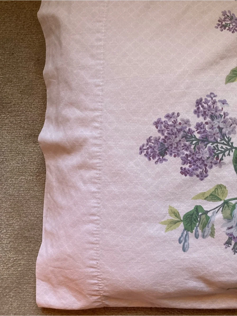 Call It Spring Pink Pillowcases with Purple Lilac and Green Leaves